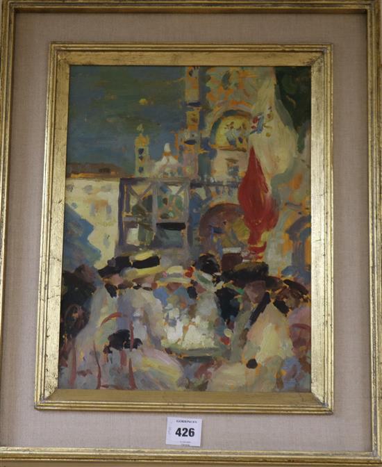 After Cadell, oil on board, Florians Cafe, Venice